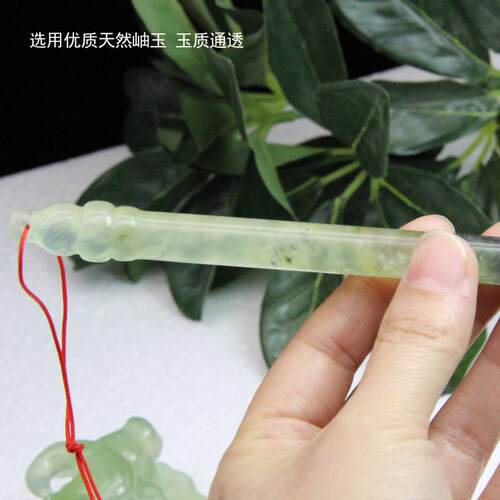 天然玉石毛笔玉杆岫玉水墨胎毛笔高档书法礼品文房四宝书法练习笔