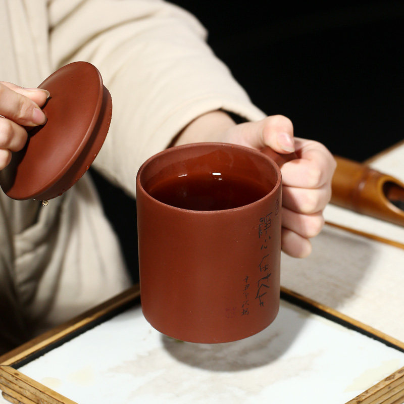 宜兴紫砂杯纯手工大容量男女士泡茶办公室专用个人水杯壶杯带盖杯