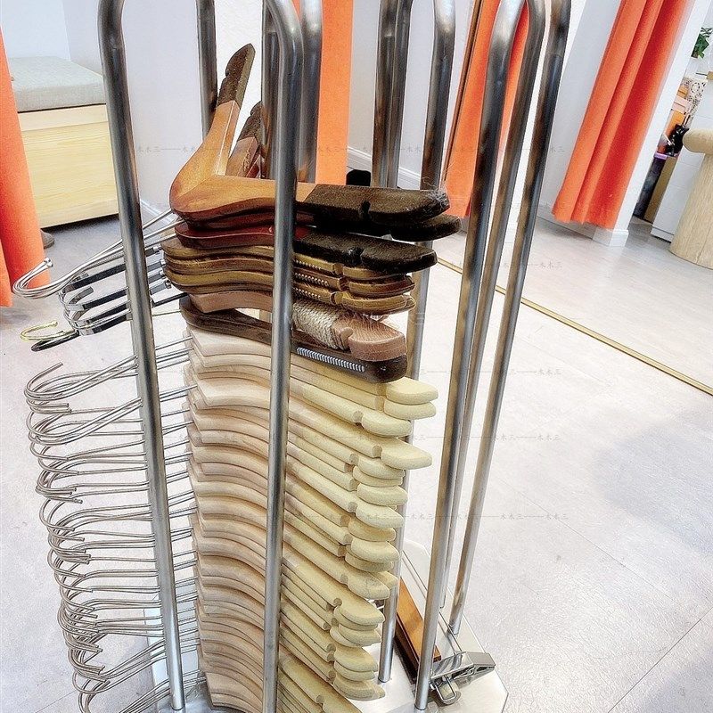 服装店衣架收纳整理架神器可移动金色不锈钢展示货架放衣架子包邮
