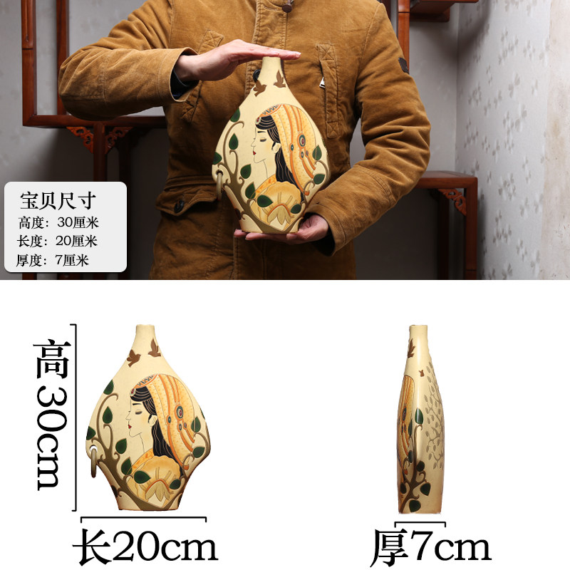 云南丽江少数民族特色纪念品手工装饰品陶瓷博古架玄关酒橱柜摆件