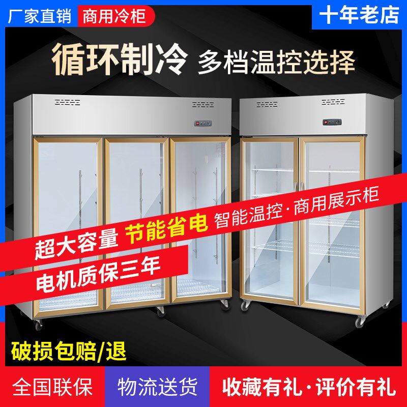双门三门冷藏保鲜展示柜移动门对开门烧烤火锅水果串串酒水饮料柜