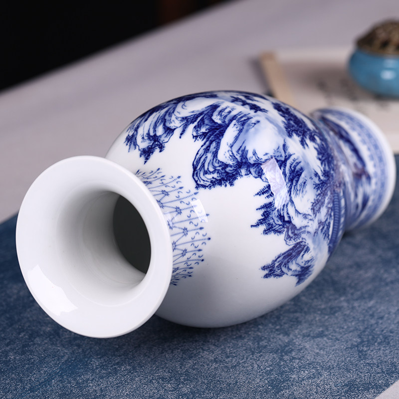 景德镇陶瓷器三件套花瓶大号摆件插花中式客厅家居装饰品玄关摆设