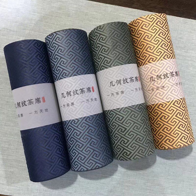 几何纹绒布茶席  桌布新中式织锦茶巾茶盘垫中式禅意茶帘布艺桌旗