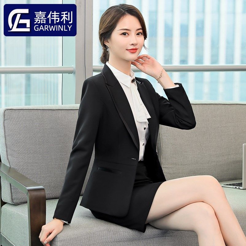 酒店经理工作服秋冬装女餐饮前台领班收银员长袖销售面试职业正装