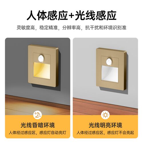 86型人体感应地脚灯楼梯感应灯过道踏步感应灯嵌入式LED小夜灯