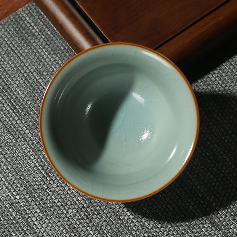 冠玉堂汝窑茶杯主人杯个人专用冰裂开片可养品茗杯中式高档单杯子