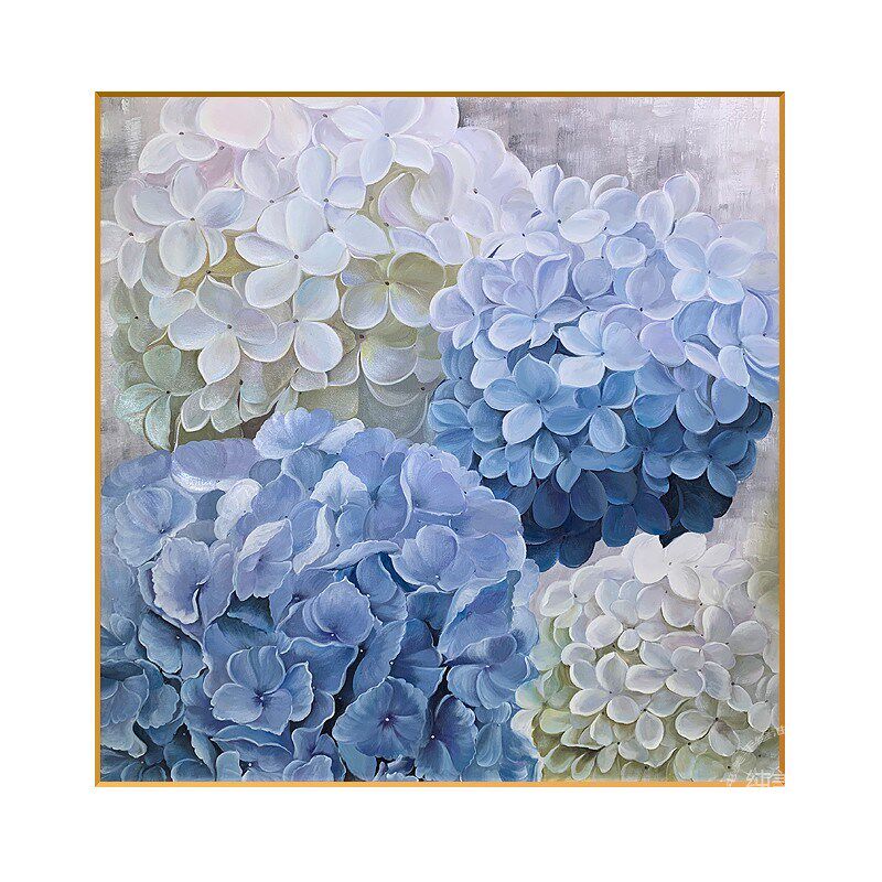 纯手绘花开富贵绣球花卉挂画客厅餐厅装饰画轻奢高级感玄关画新款