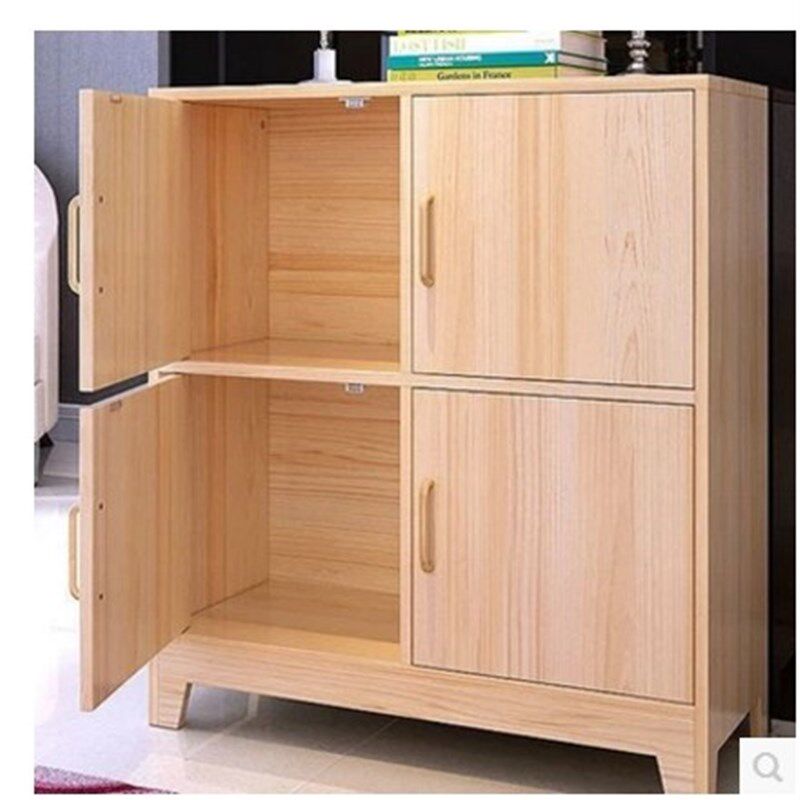 实木书柜自由组合儿童松木收纳储物柜简约带门置物架移动书橱包邮