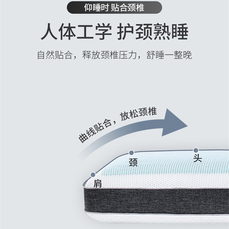 芝英 慢回弹凝胶面包记忆枕 保护颈椎 凉枕头两用夏凉枕头枕芯