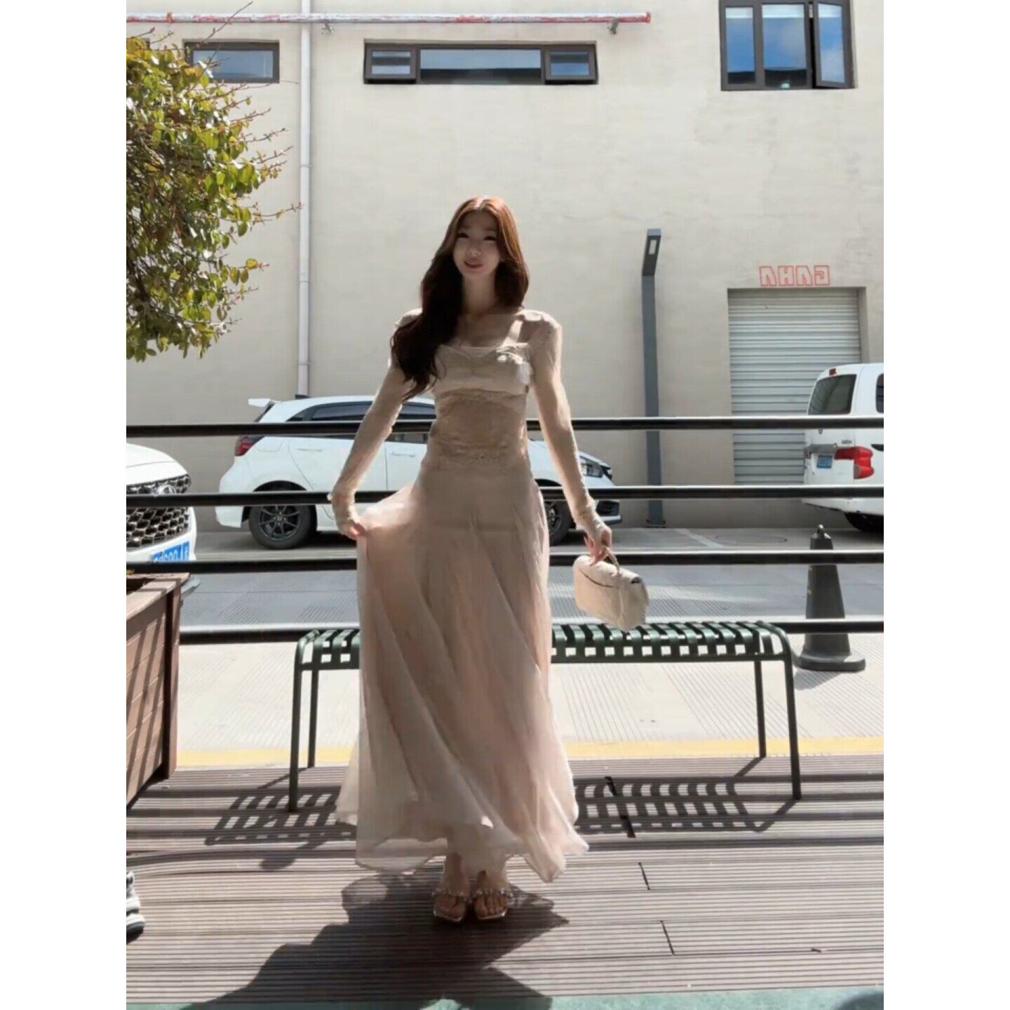纯欲辣妹套装女春夏季小个子巨好看蕾丝长袖上衣半身长裙子两件套