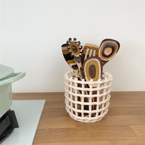 陶瓷手工编织收纳篮水果盘厨房筷子沥水架零食托盘家用摆件装饰篮