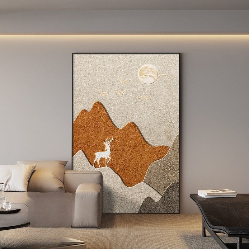 入户玄关装饰画正对门墙壁客厅落地画沙发背景墙挂画轻奢大幅壁画