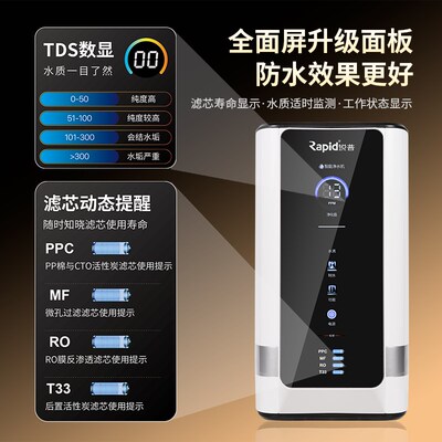 锐普800G净水器F8 RO反渗透U8纯水机零陈水直饮机 M8通用滤芯