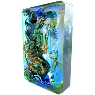 tittot琉园新中式琉璃工艺品创意龙摆件高端龙腾摘星乔迁高升礼品