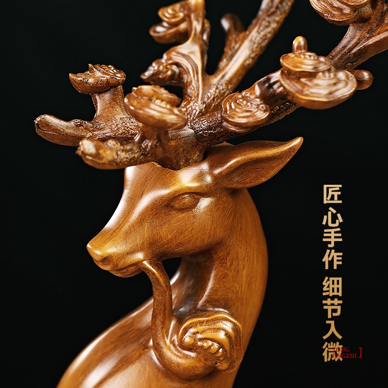 福禄相随梅花鹿摆件一对招财客厅入户玄关酒柜装饰品乔迁新居礼物
