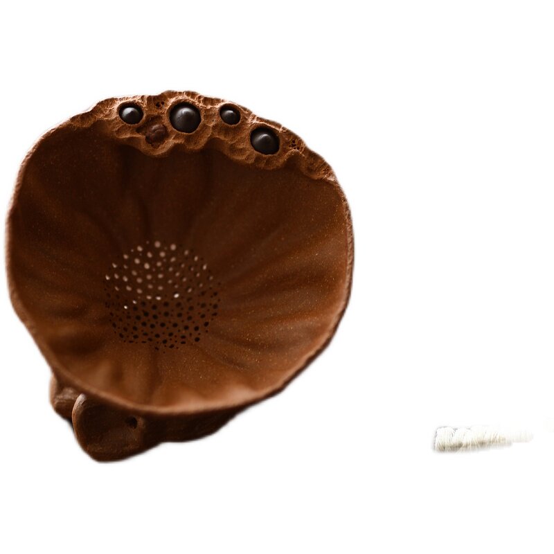 宜兴紫砂 茶具配件 茶漏 原矿紫砂段泥 莲子 带底座 莲蓬