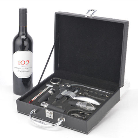 葡萄酒红酒开瓶器套装礼品木盒九件套酒具全套礼盒皮盒酒起子酒塞