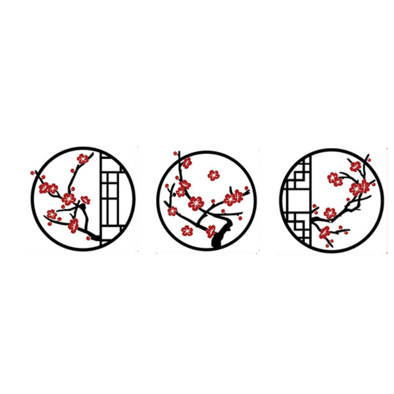 3d立体亚克力墙贴画创意新中式墙面装饰客厅玻璃门柜子简约背景贴
