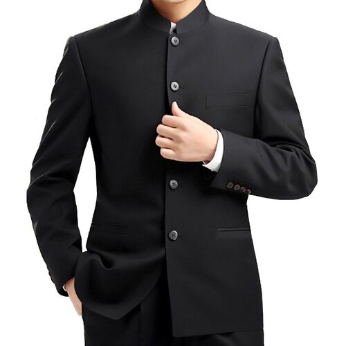 中山装男士青年修身套装立领西服装演出服中国风中老年唐装秋冬款