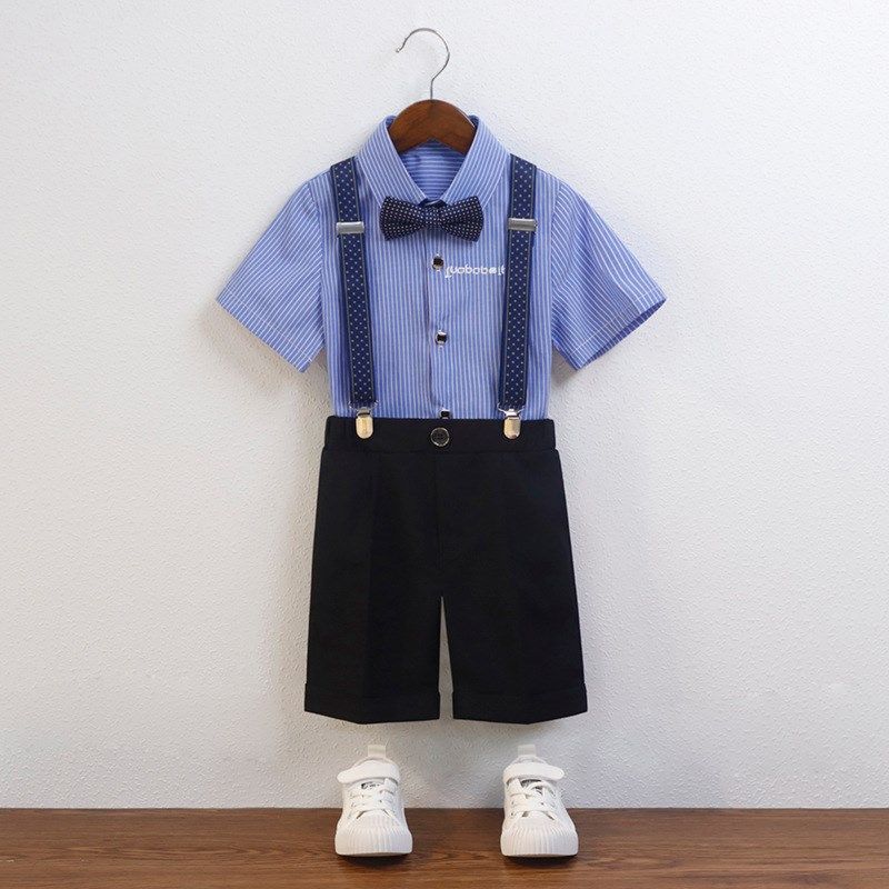 男童礼服六一儿童背带裤演出套装婚礼小花童西装宝宝周岁生日服装