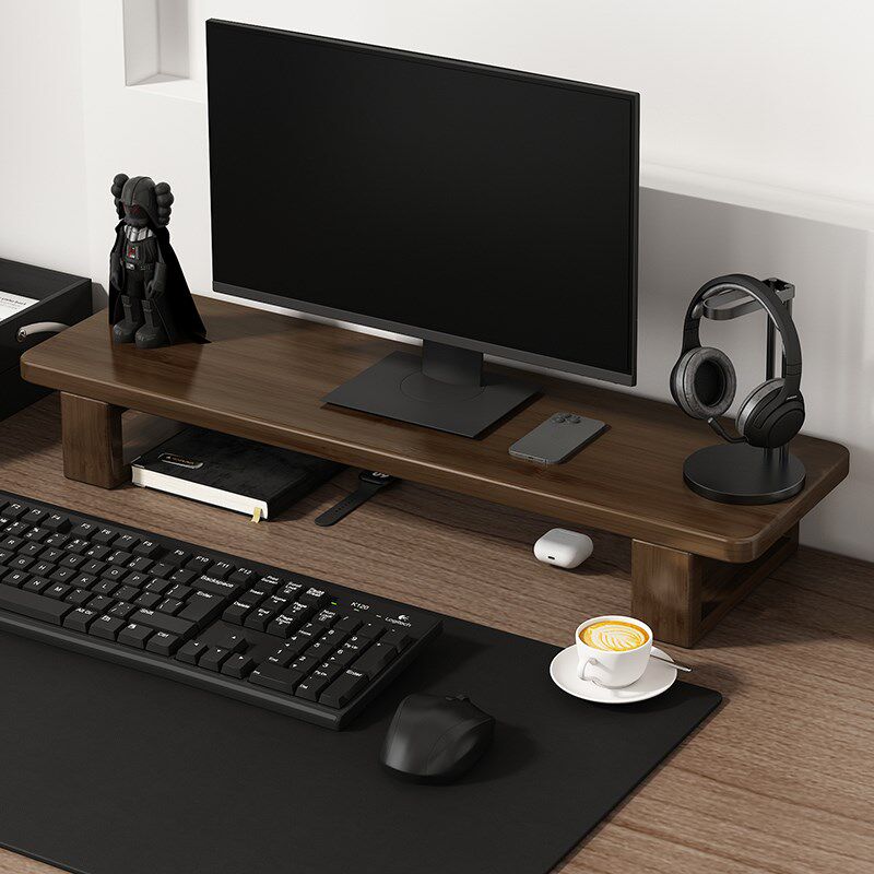 显示器增高架台式电脑加高支架办公室用实木桌面收纳置物架免安装