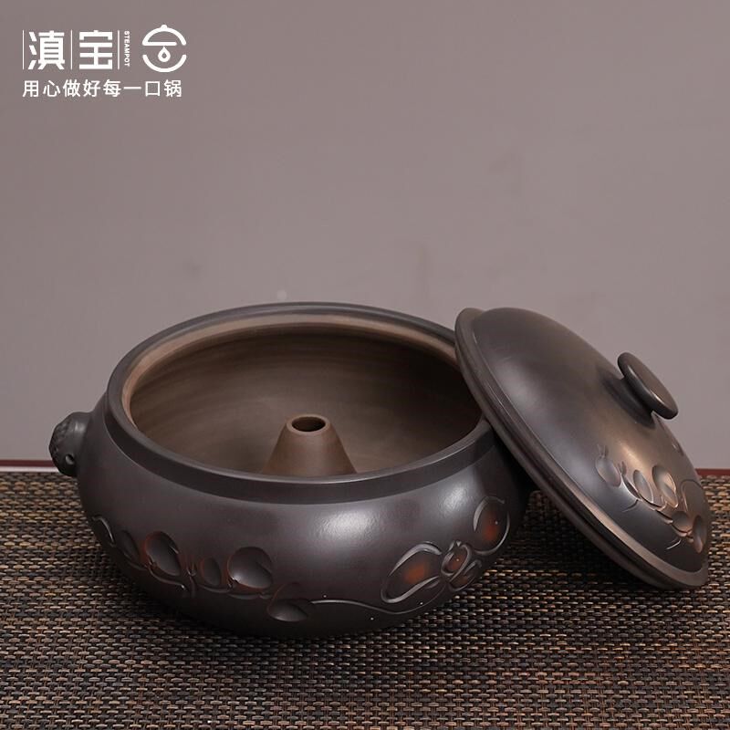 云南建水紫陶汽锅鸡专用汽锅煲陶瓷家用无水蒸气锅饭店商用炖锅新
