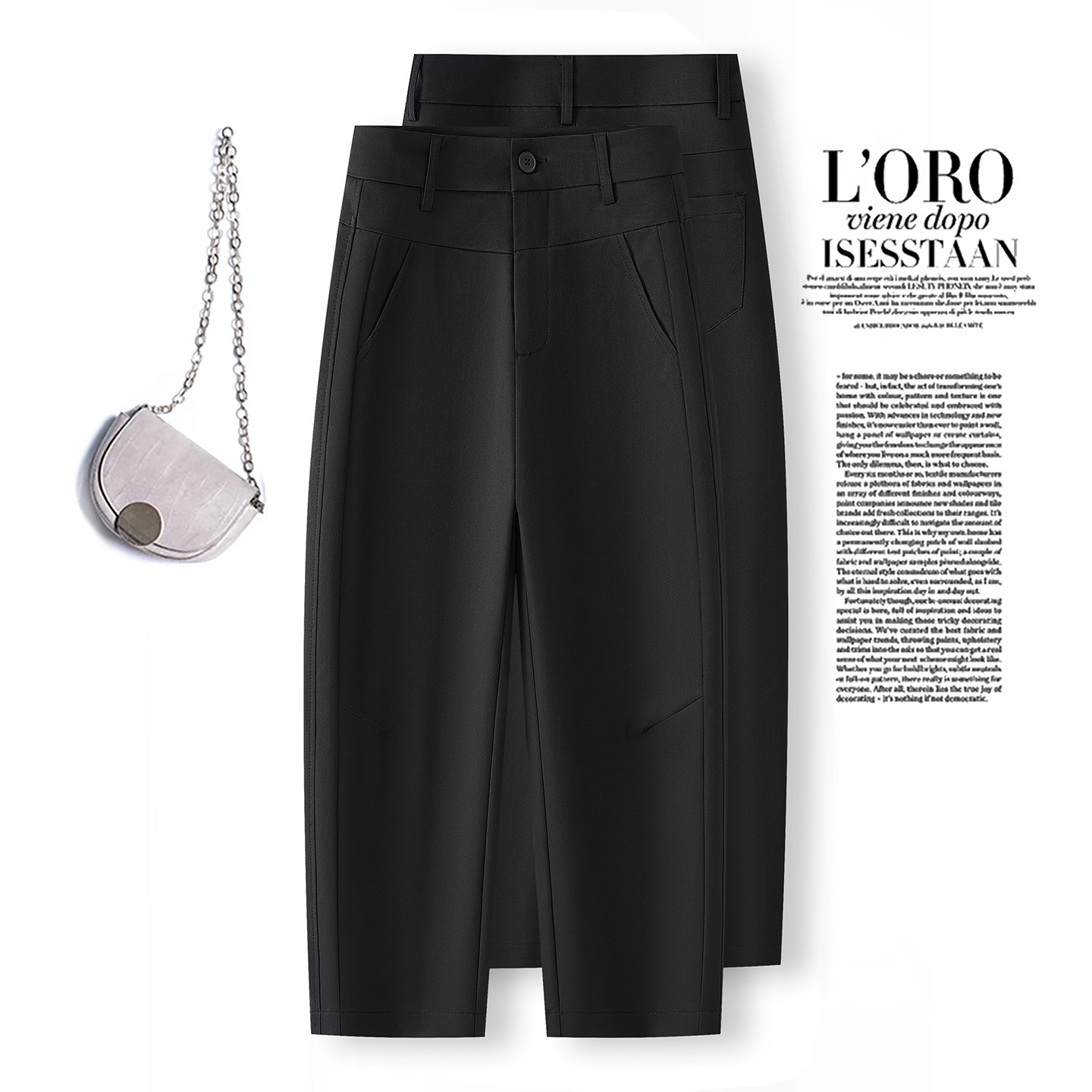 黑色大码窄版西裤女生2026春夏新款时尚九分裤显瘦百搭直筒休闲裤