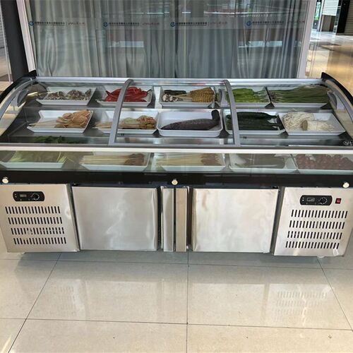 明档阶梯冰台展示柜冷藏冷冻凉菜保鲜柜水果捞海鲜烧烤串串点菜柜