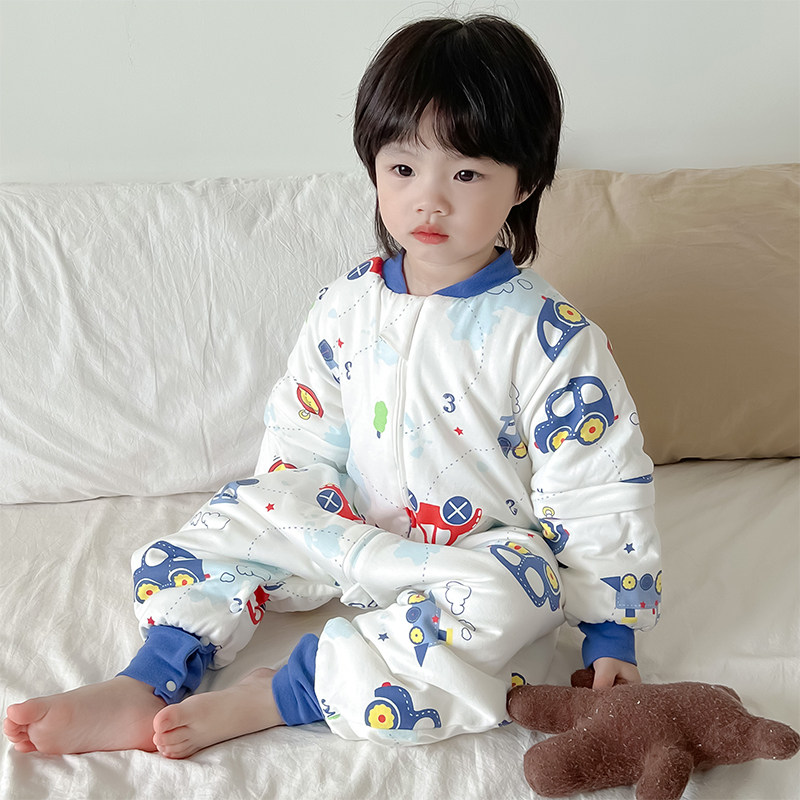 儿童恒温睡袋婴儿秋冬保暖防踢被夹薄棉宝宝可拆袖加厚防着凉神器
