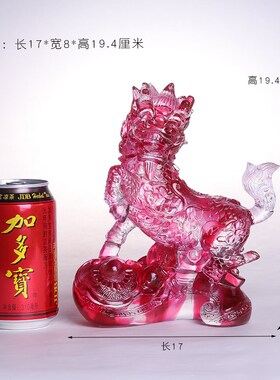 琉璃麒麟承欢招财新居财务家居开业乔迁礼品玄关桌面精致摆件中式