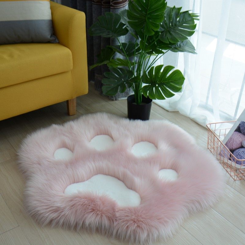 猫爪造型长毛绒地毯儿童房间床边地毯装饰毛毛垫网红卡通茶几地垫
