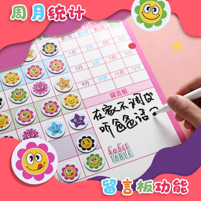儿童成长自律表奖励贴纸幼儿园家用奖罚奖惩积分卡小学生日常行为