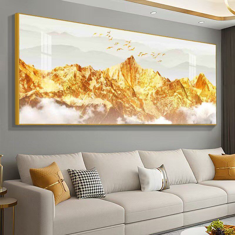 背靠金山客厅装饰画有山无水沙发背景墙壁画一整幅办公室大气挂画
