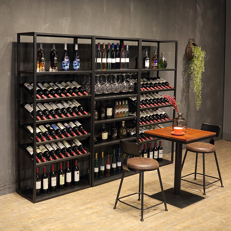 复古欧式铁艺酒架酒吧落地酒柜葡萄酒红酒收纳展示架置物架酒杯架