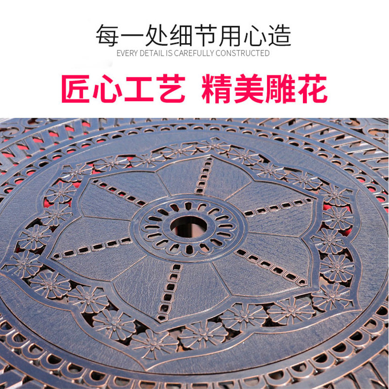户外铸铝桌椅单桌室外庭院花园休闲铁艺餐桌防水防晒阳台小茶几