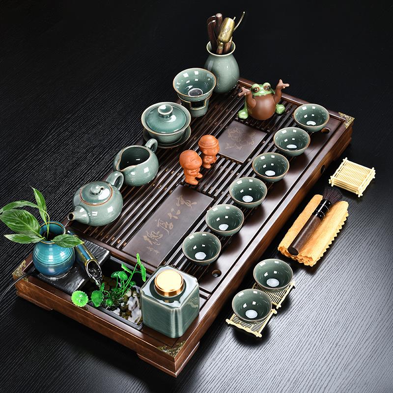 功夫茶具套装一体办公室会客实木茶盘中式茶台家用茶几托盘送爸爸