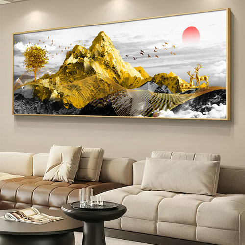 金箔立体背靠金山客厅装饰画沙发背景墙挂画高档发光办公室壁画