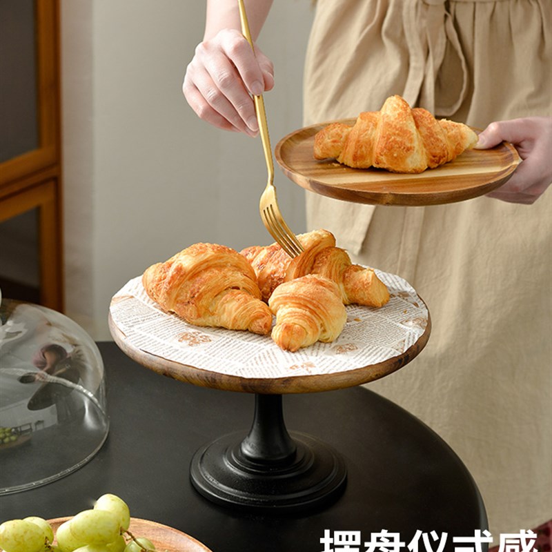 相思木高脚蛋糕盘甜品台木质托盘婚礼生日下午茶点心架摆台蛋糕架