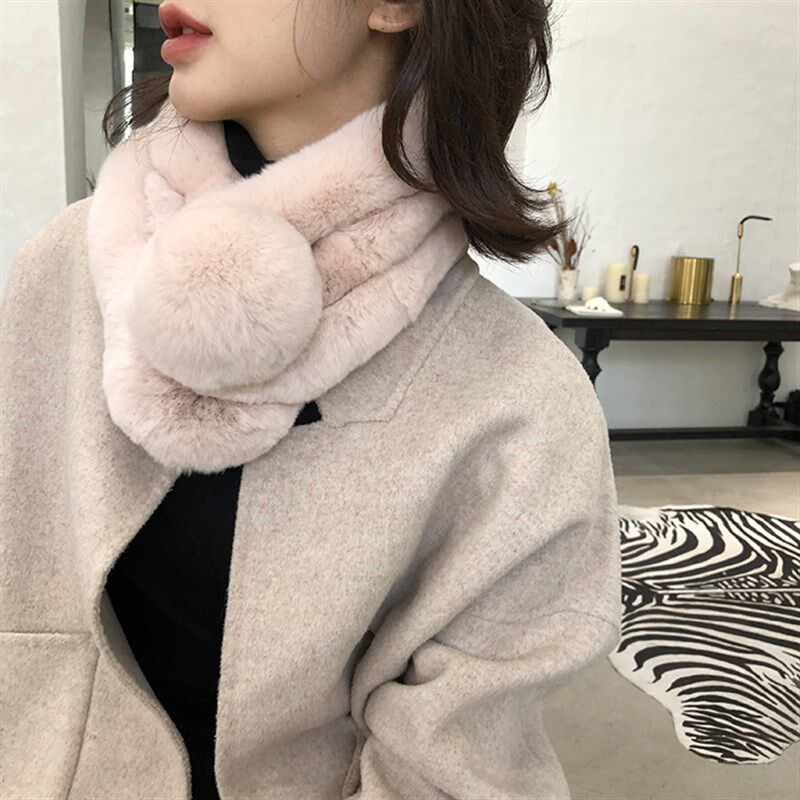 紫色秘密优质獭兔毛围巾冬季女品质单球简约加厚韩版真毛皮草围脖