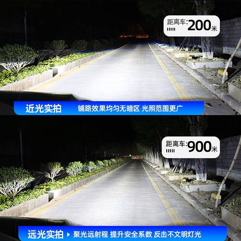 超亮六铜管汽车激光LED大灯H7近光H1远光灯H4货车24V小车12V通用