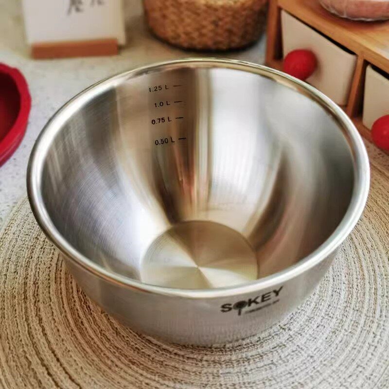 加厚18/10不锈钢搅拌盆沙拉碗料理洗菜盆打蛋盆烘焙碗16 20 24cm