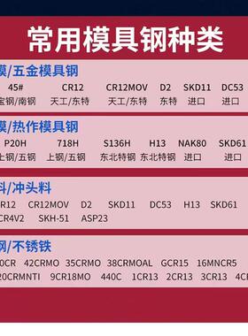 模具钢材DC53模具钢H13 DC53 4CR13圆钢718 NAK80 CR12MOV P20板