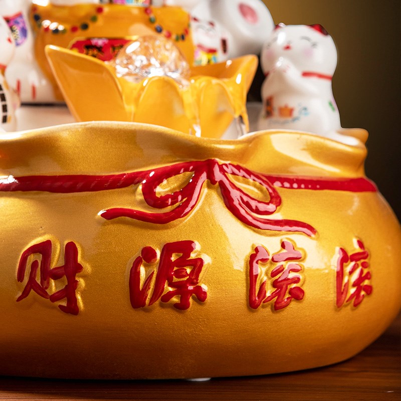 招财猫流水摆件前台开业送礼自动招手发财猫创意礼品客厅桌面装饰