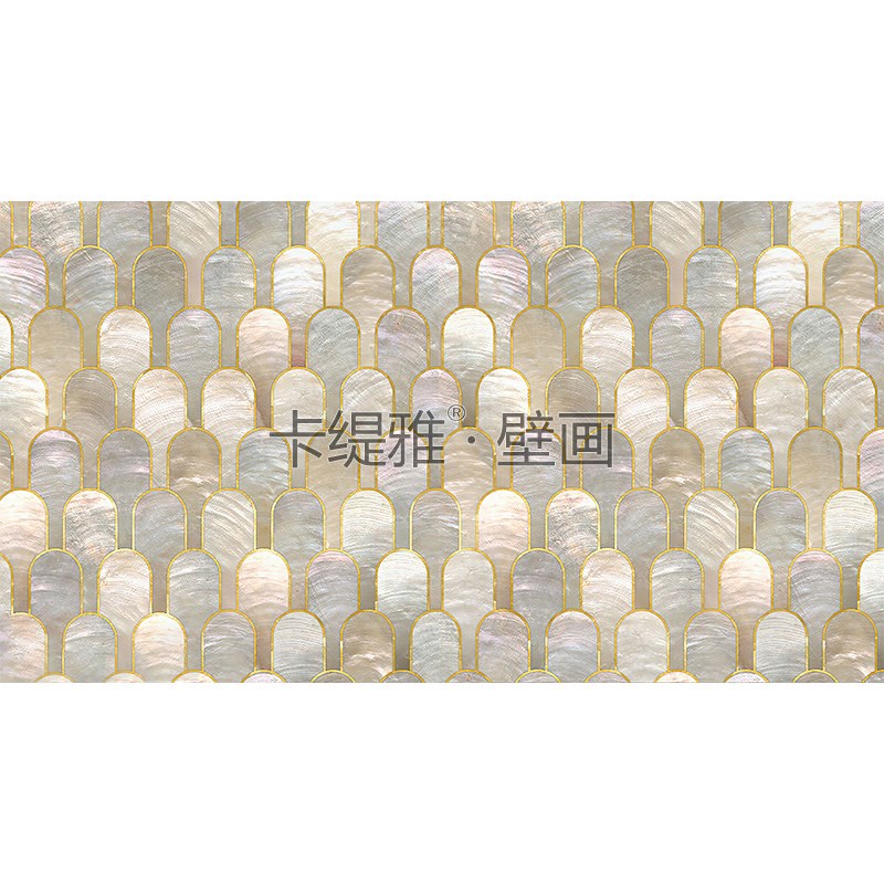 Katiya北欧金属轻奢拱形墙布装饰壁画电视背景墙别墅高档线条壁纸