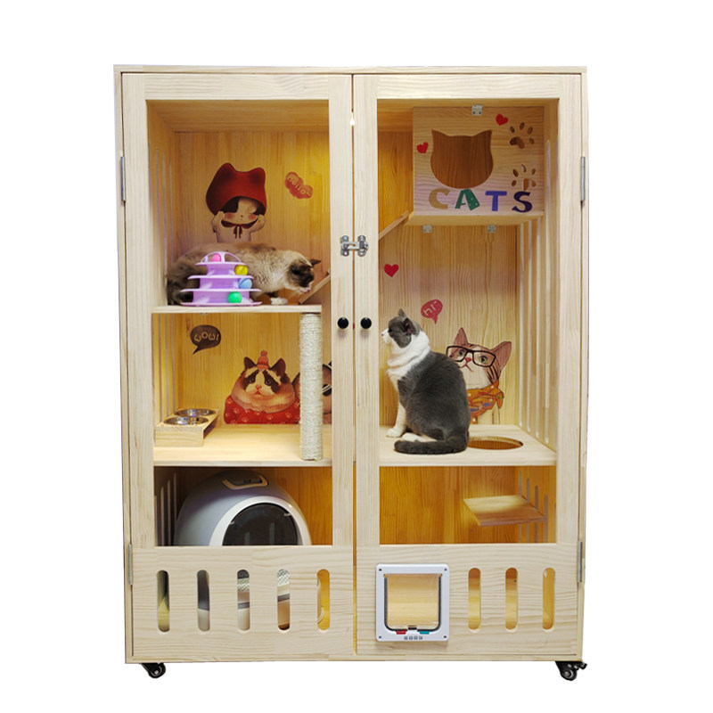 猫房子猫笼木质猫屋猫窝猫柜猫舍猫别墅家用带出入门繁育笼展示柜