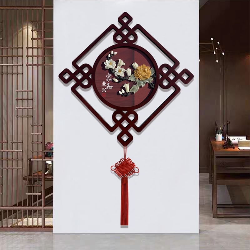 中国结挂件客厅大号福字挂饰墙上装饰品高档挂画玉雕画玄关装饰画