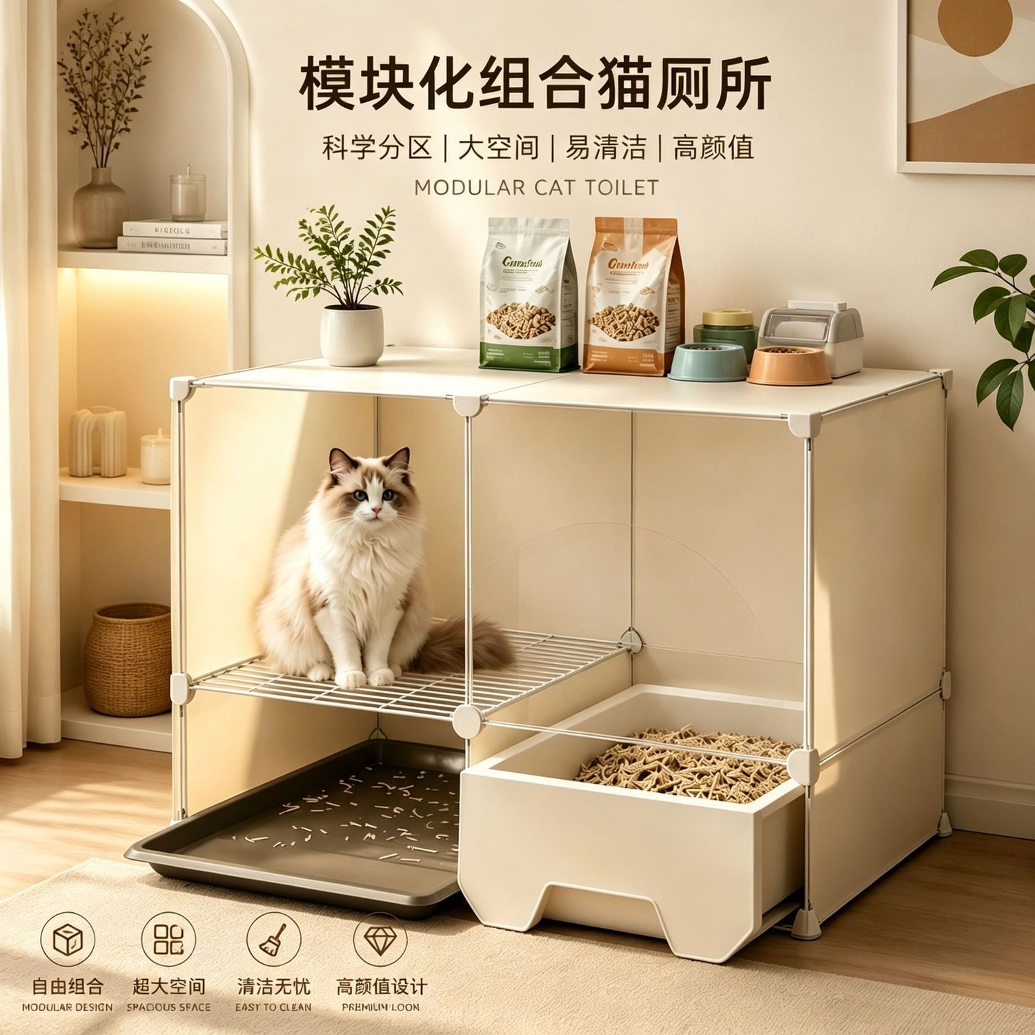 猫砂柜走廊式猫砂盆超大号防外溅