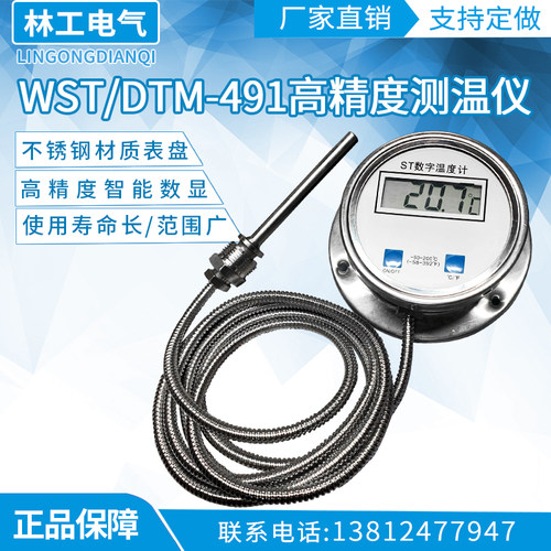 数显温度计 带探头WST/DTM-491高精度测温仪 工业数字水温表