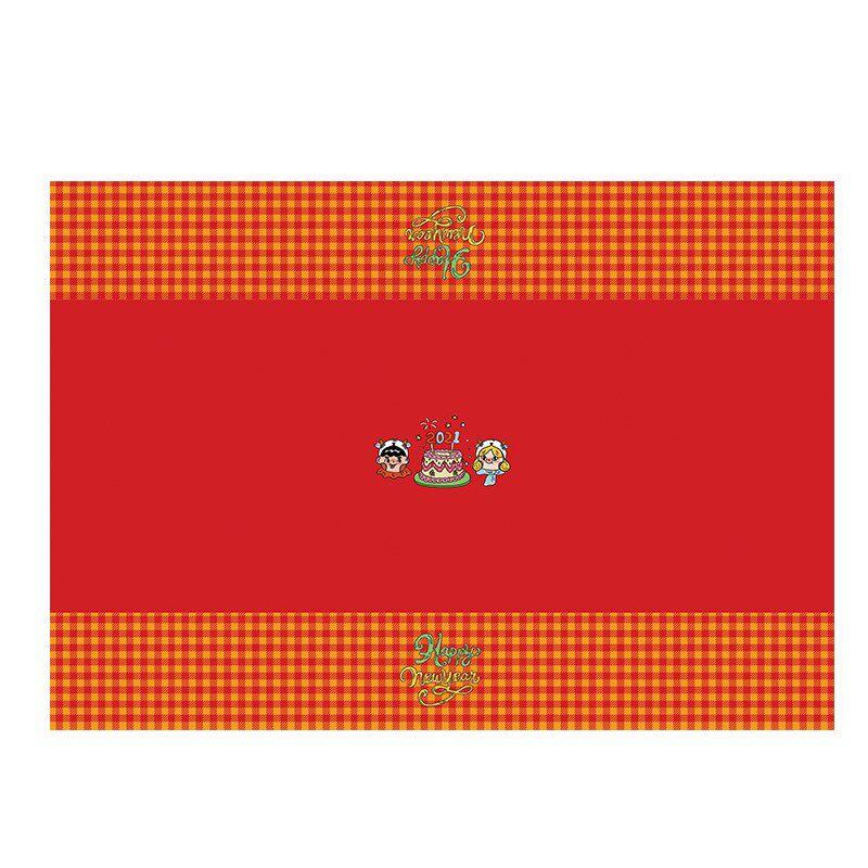 春节新春新年牛年格子红色秋冬家庭学生防水加厚桌布茶几餐垫书桌