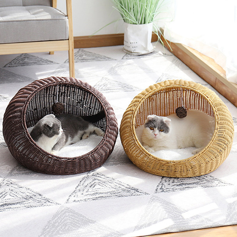 藤编猫窝狗猫吊篮夏季编藤狗窝猫咪编织凉窝夏天帐篷四季通用竹编